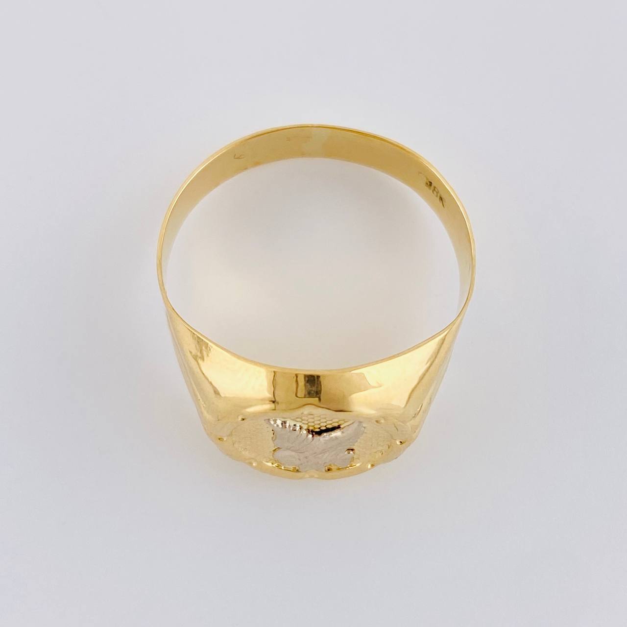 Anillo Aguila Marco Redondo 2.75 g / T8 3/4 Dos Oros Amarillo Blanco 18K
