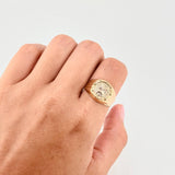 Anillo Aguila Marco Redondo 2.75 g / T8 3/4 Dos Oros Amarillo Blanco 18K