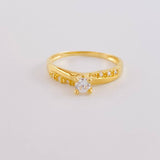 Double Rail Solitaire Ring 1.8 g / T7 3/4 Yellow Gold 18K