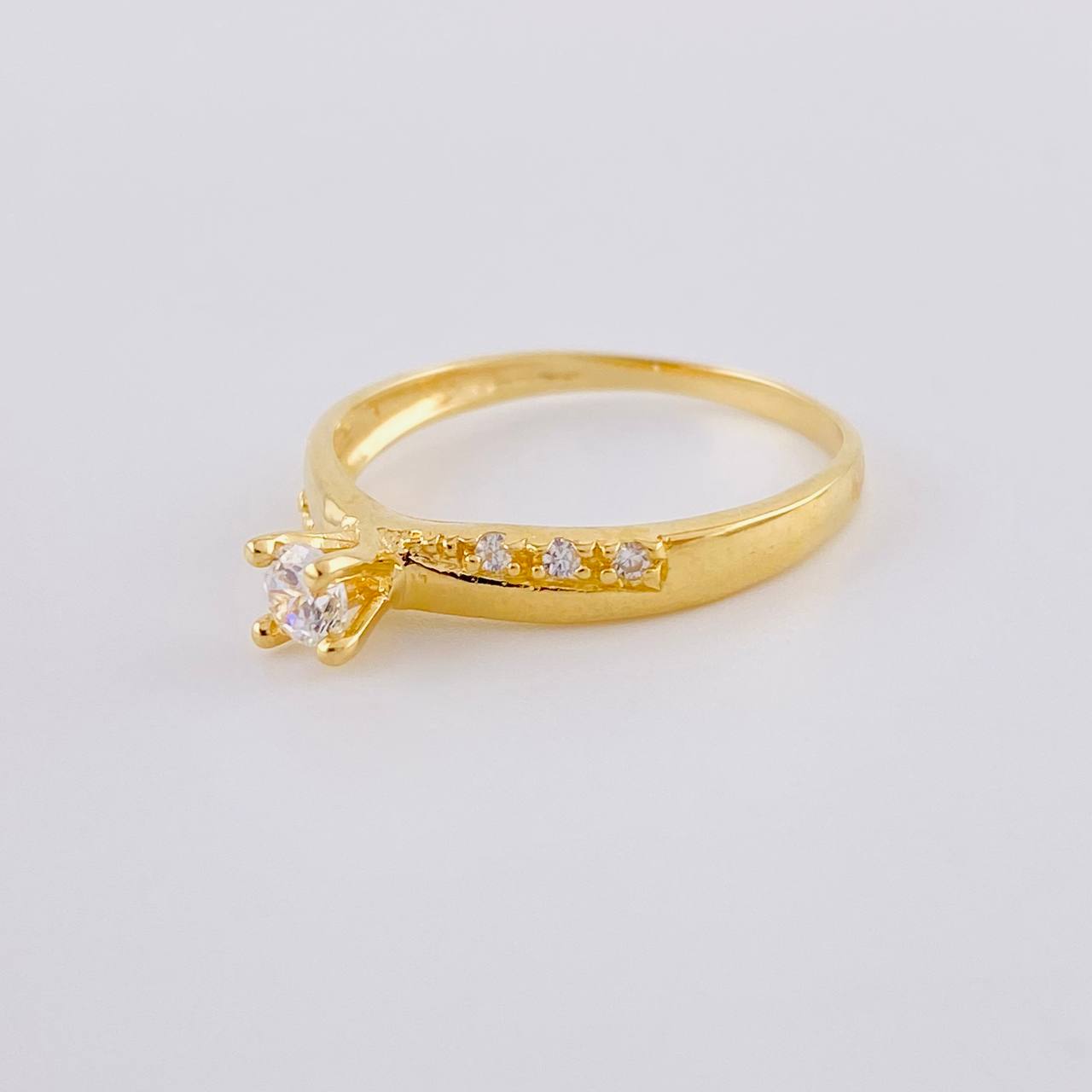 Double Rail Solitaire Ring 1.8 g / T7 3/4 Yellow Gold 18K