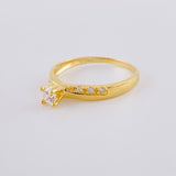 Double Rail Solitaire Ring 1.8 g / T7 3/4 Yellow Gold 18K