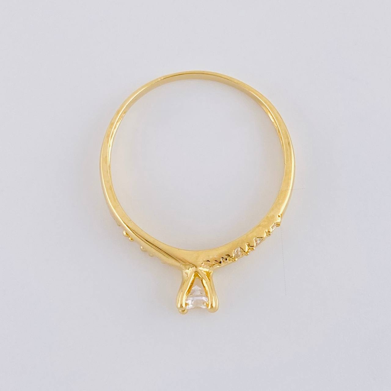Double Rail Solitaire Ring 1.8 g / T7 3/4 Yellow Gold 18K