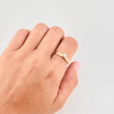 Double Rail Solitaire Ring 1.8 g / T7 1/2 18K Yellow Gold