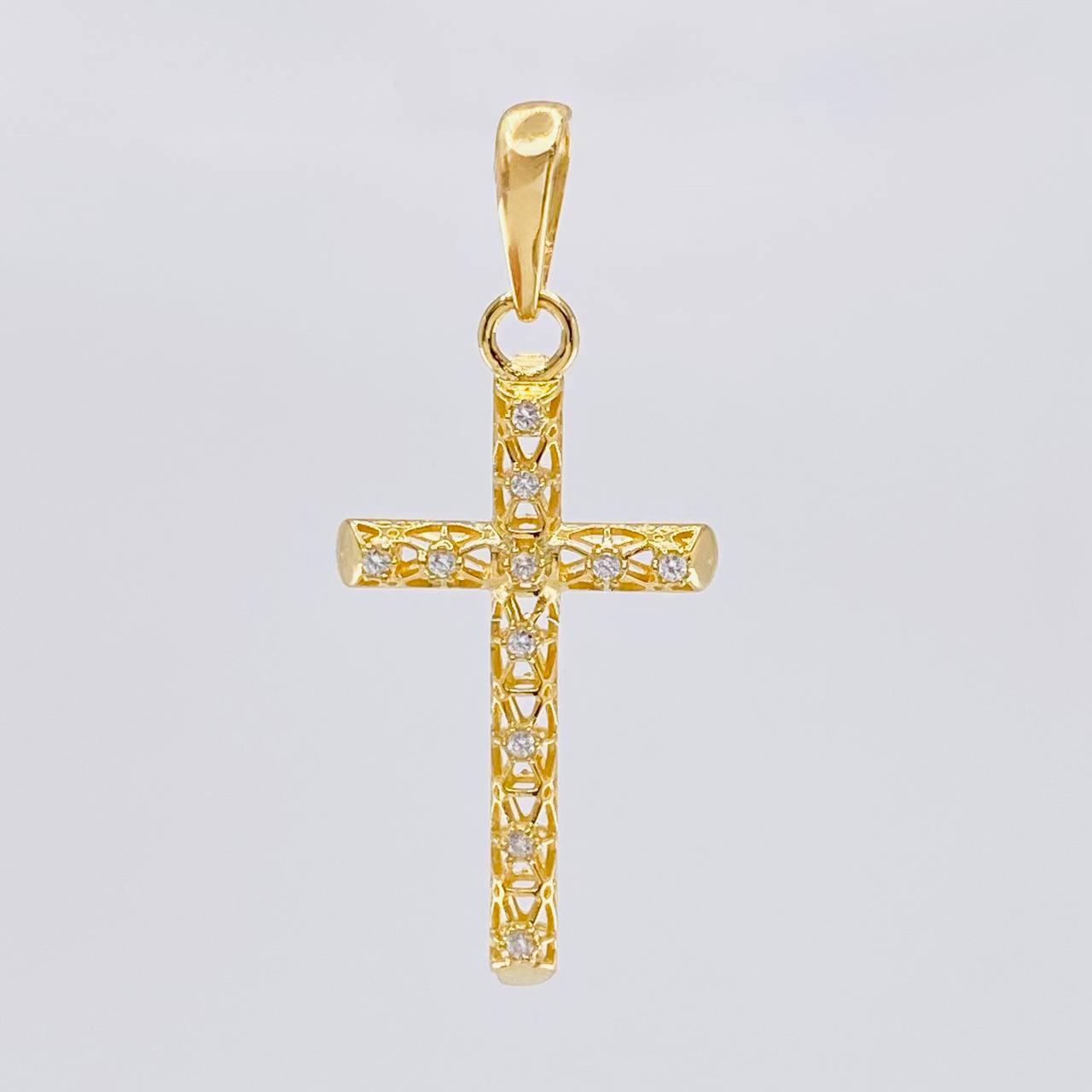 Dije Cruz Azulejo Filigrana 1.6 g / 1 1/2 in Oro Amarillo 18K