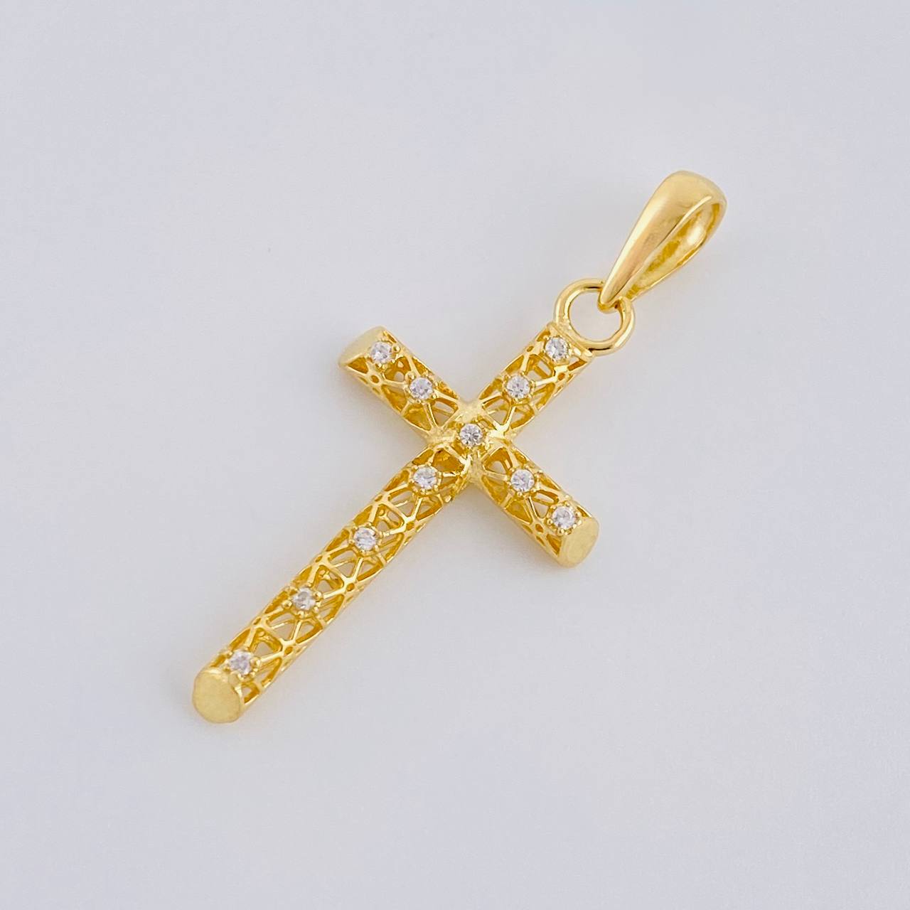Dije Cruz Azulejo Filigrana 1.5 g / 1 1/2 in Oro Amarillo 18K