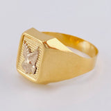 Anillo Sello Águila Cuadrado 3.2 g / T9 1/4 Dos Oros Amarillo Blanco 18K