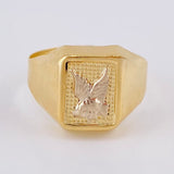 Anillo Sello Águila Cuadrado 3.2 g / T9 1/4 Dos Oros Amarillo Blanco 18K