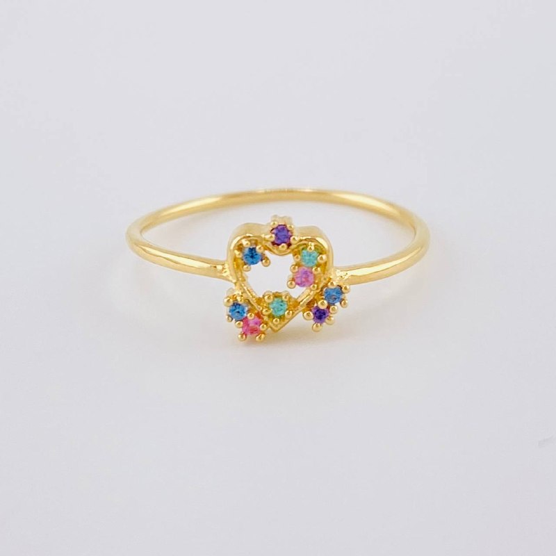 Anillo Destellos Corazón 0.95 g / T5 1/4 Oro Amarillo 18K