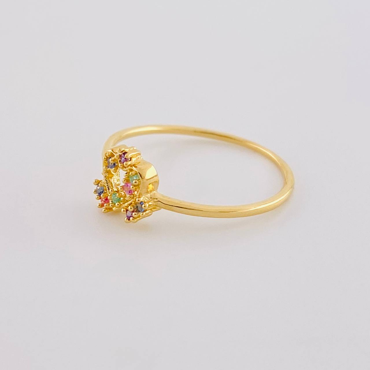 Anillo Destellos Corazón 0.95 g / T5 1/4 Oro Amarillo 18K