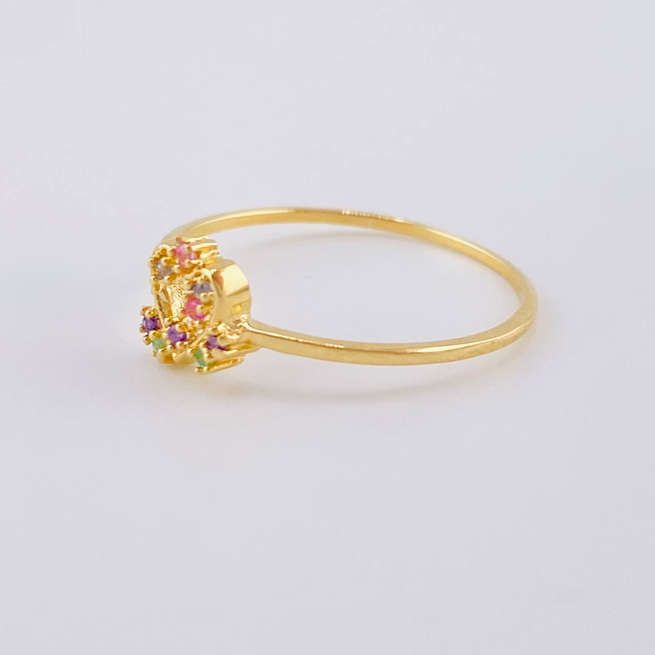 Anillo Destellos Corazón 0.95 g / T7 Oro Amarillo 18K