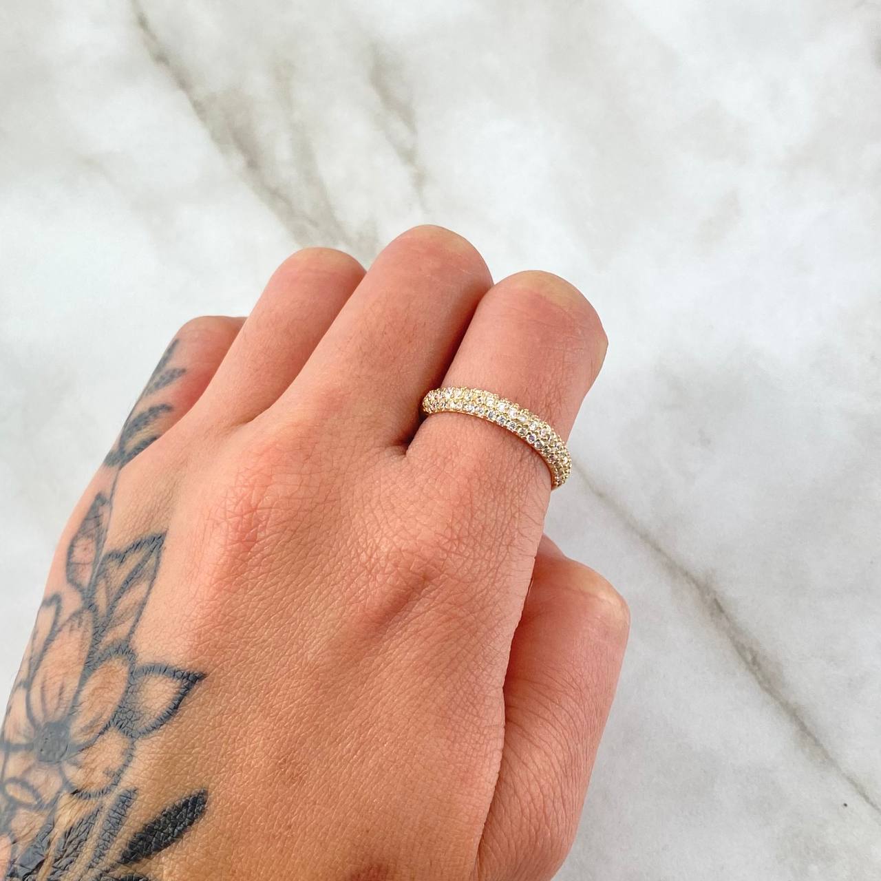 Churumbela Ring Thick 3.7gr / T6 1/2 / White Zirconia Yellow Gold 18K ©