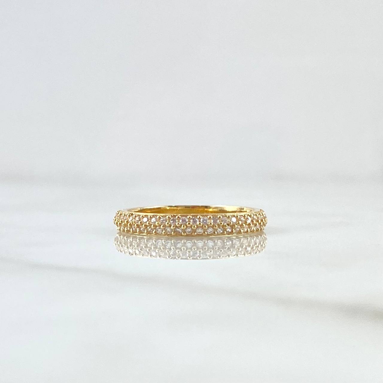 Churumbela Ring Thick 3.6gr / T7 1/4 / White Zircons Yellow Gold 18K *