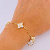 Pulso Aro Seguido flores 5.9gr / 7 1/4 in / 1.3mm Oro Amarillo +3 18K ©