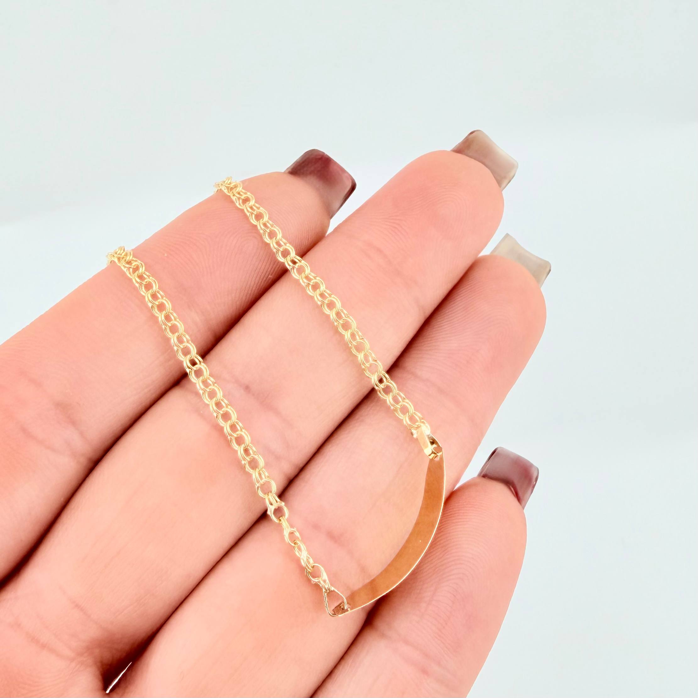 Pulso Bebé Roll On Placa Ovalada Lisa 1.35gr / 5 3/4 in / 2.3mm Oro Amarillo 18K