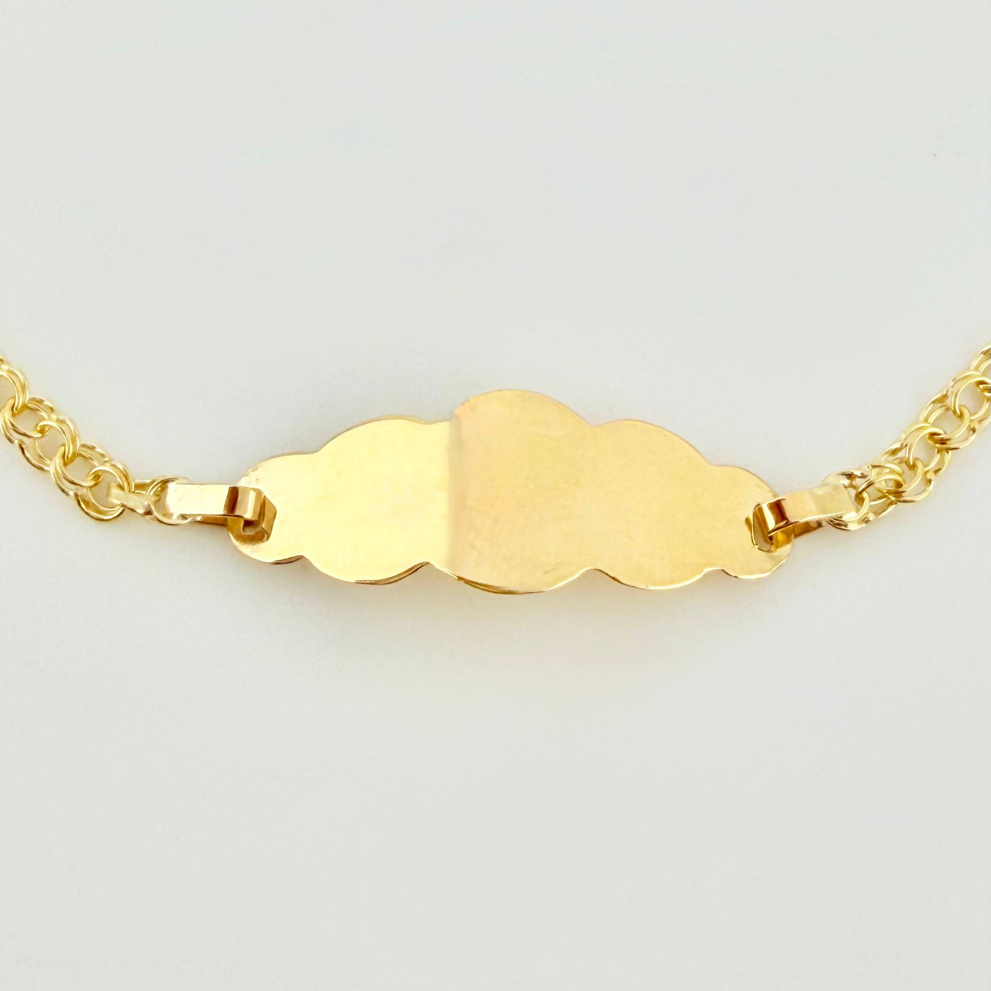 Pulso Bebé Roll On Placa Nube 1.45gr / 5 3/4 in / 2.3mm Oro Amarillo 18K