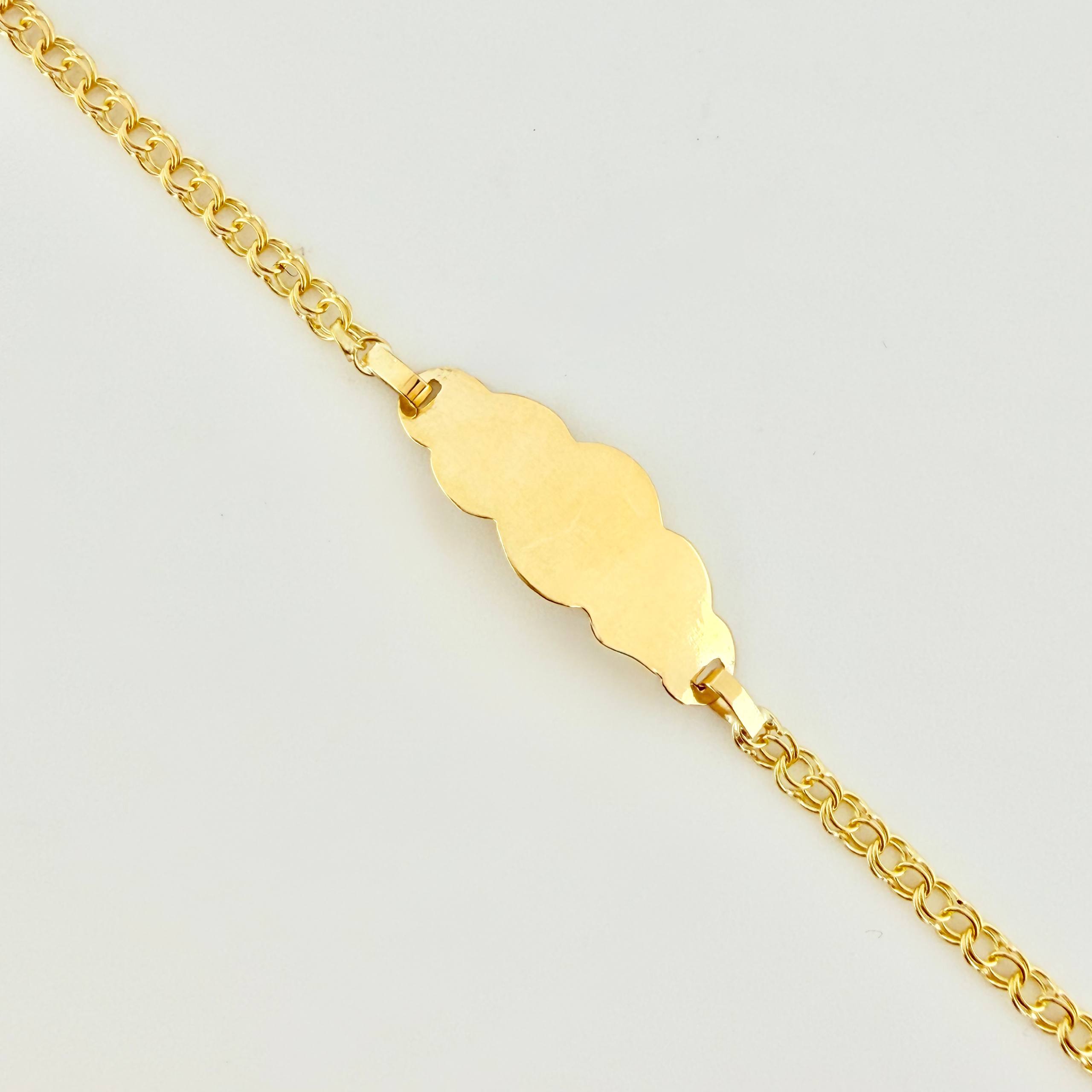Pulso Bebé Roll On Placa Nube 1.45gr / 5 3/4 in / 2.3mm Oro Amarillo 18K