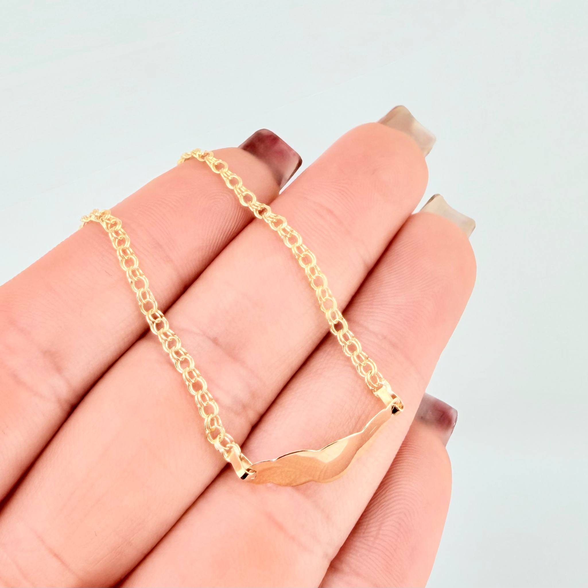 Pulso Bebé Roll On Placa Nube 1.45gr / 5 3/4 in / 2.3mm Oro Amarillo 18K
