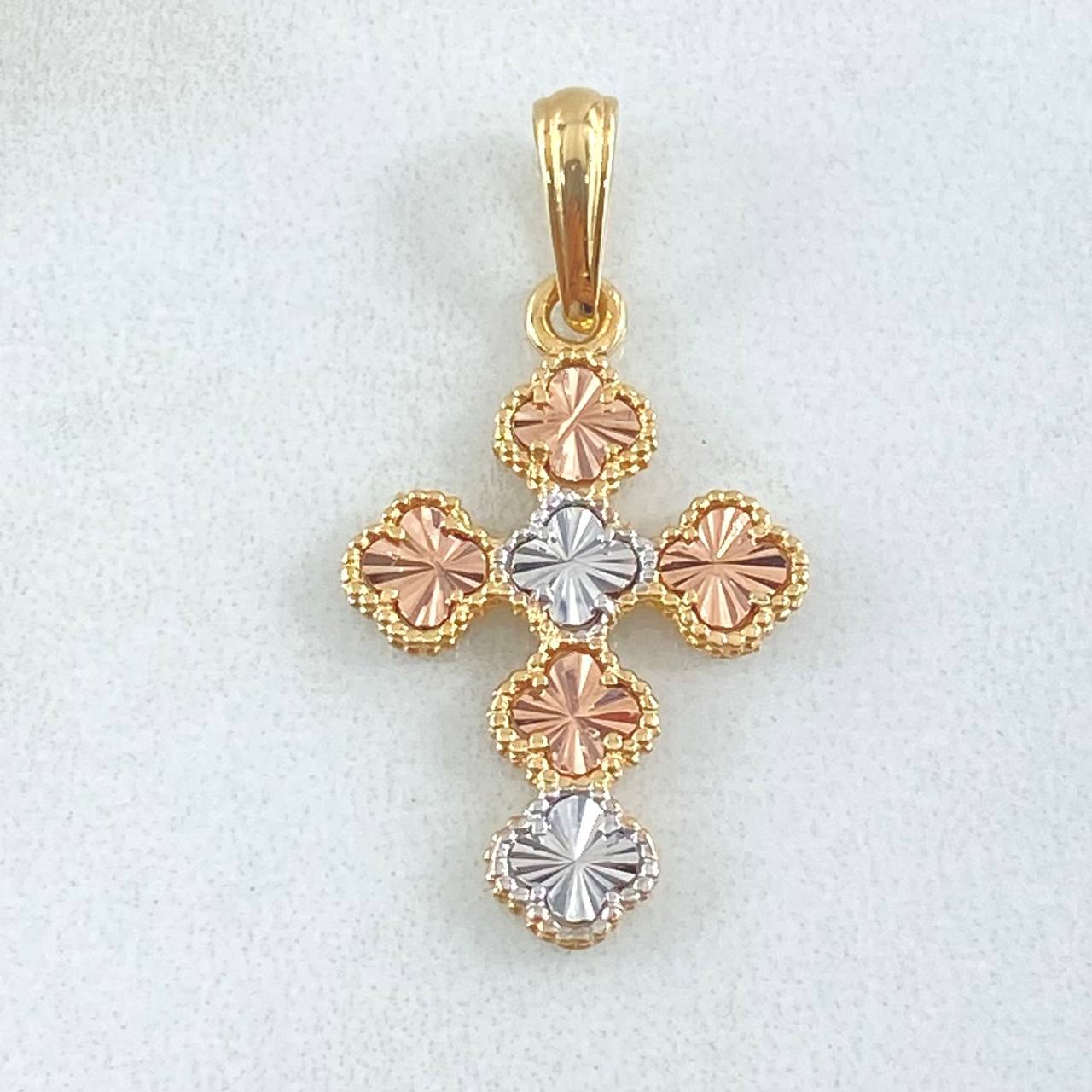 Cross Clover Pendant 2.15gr / 3cm / 1.2in / 18K Gold