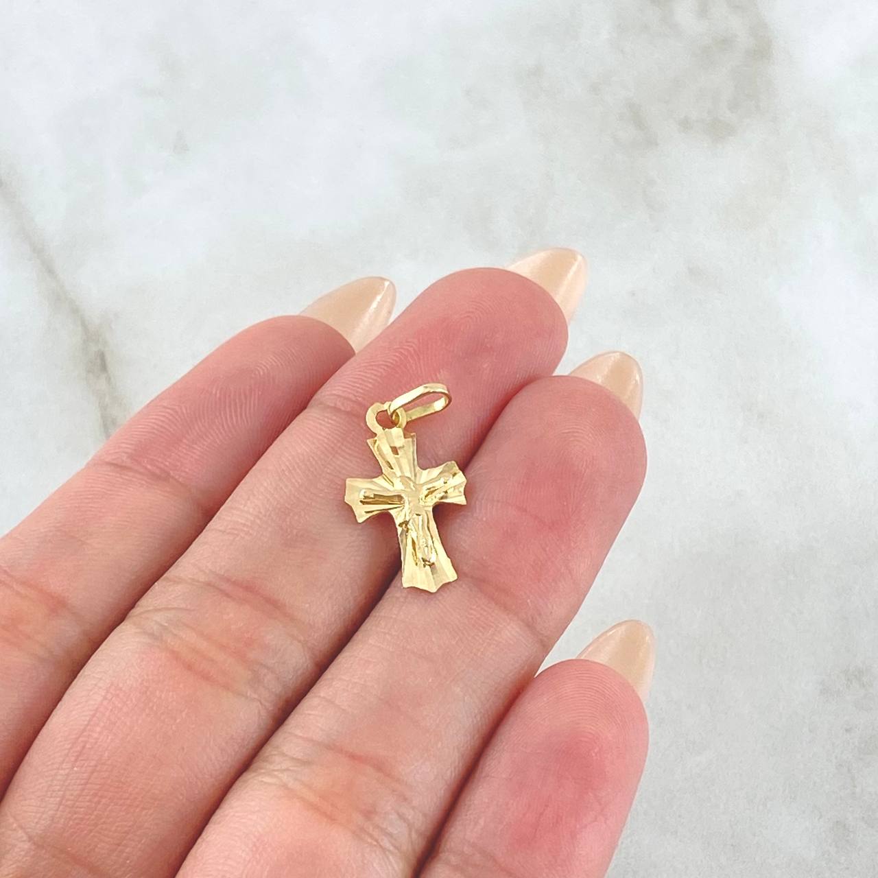 Pendant Cross Christ 0.8gr / 2.2cm - 18K Gold *
