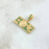 Dije Dólar 3.7gr / 2.5cm / Circones Verdes Oro Amarillo 18K ©