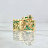 Dije Dólar 3.6gr / 2.3cm-Circones Verdes  Oro Amarillo 18K