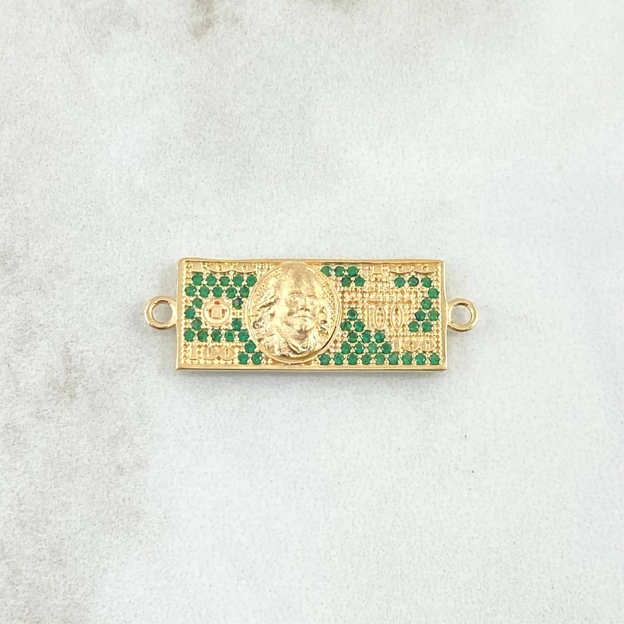 Herraje Dólar 2.9gr / 1cm / Circones Verdes Oro Amarillo 18K ©