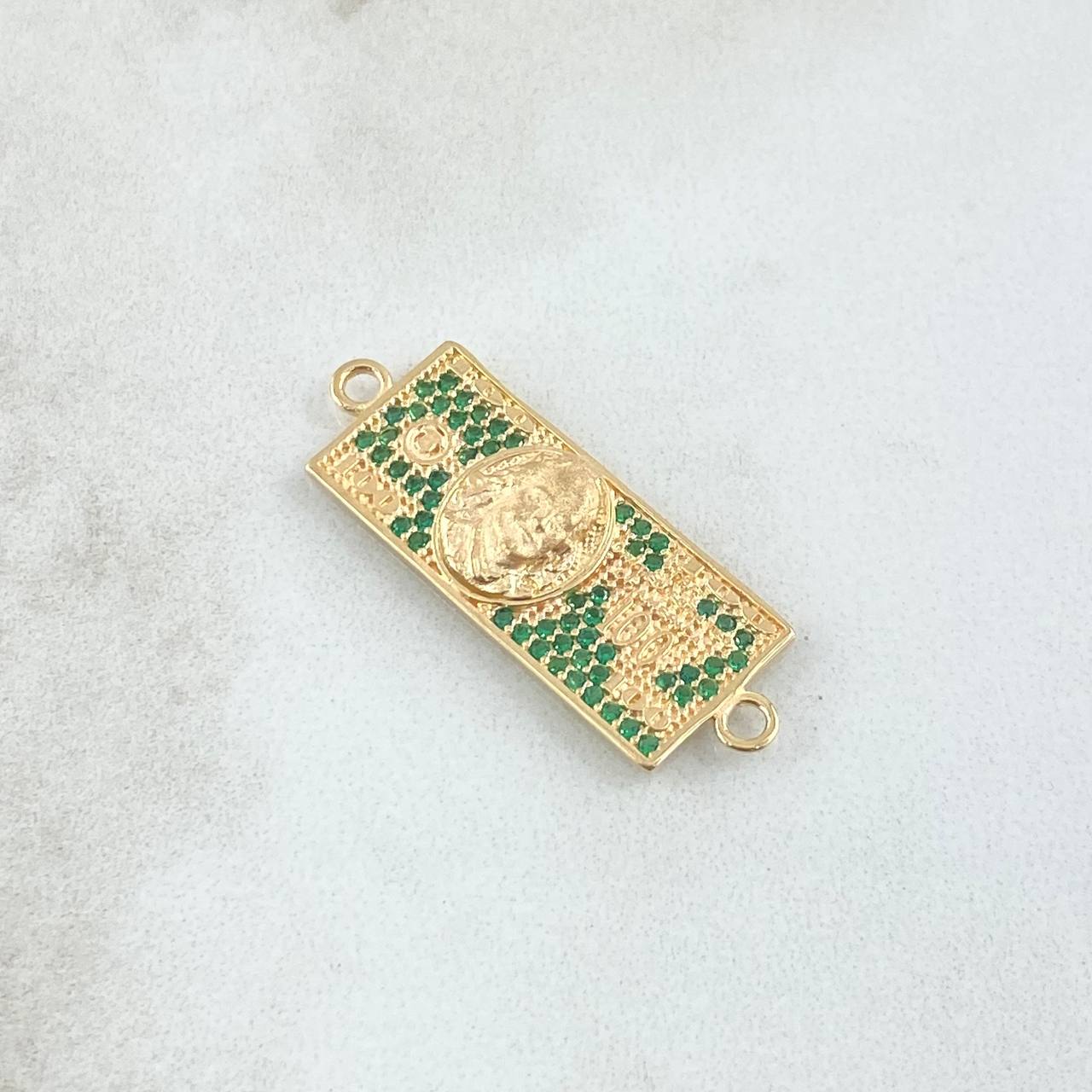Herraje Dólar 2.9gr / 1cm / Circones Verdes Oro Amarillo 18K ©