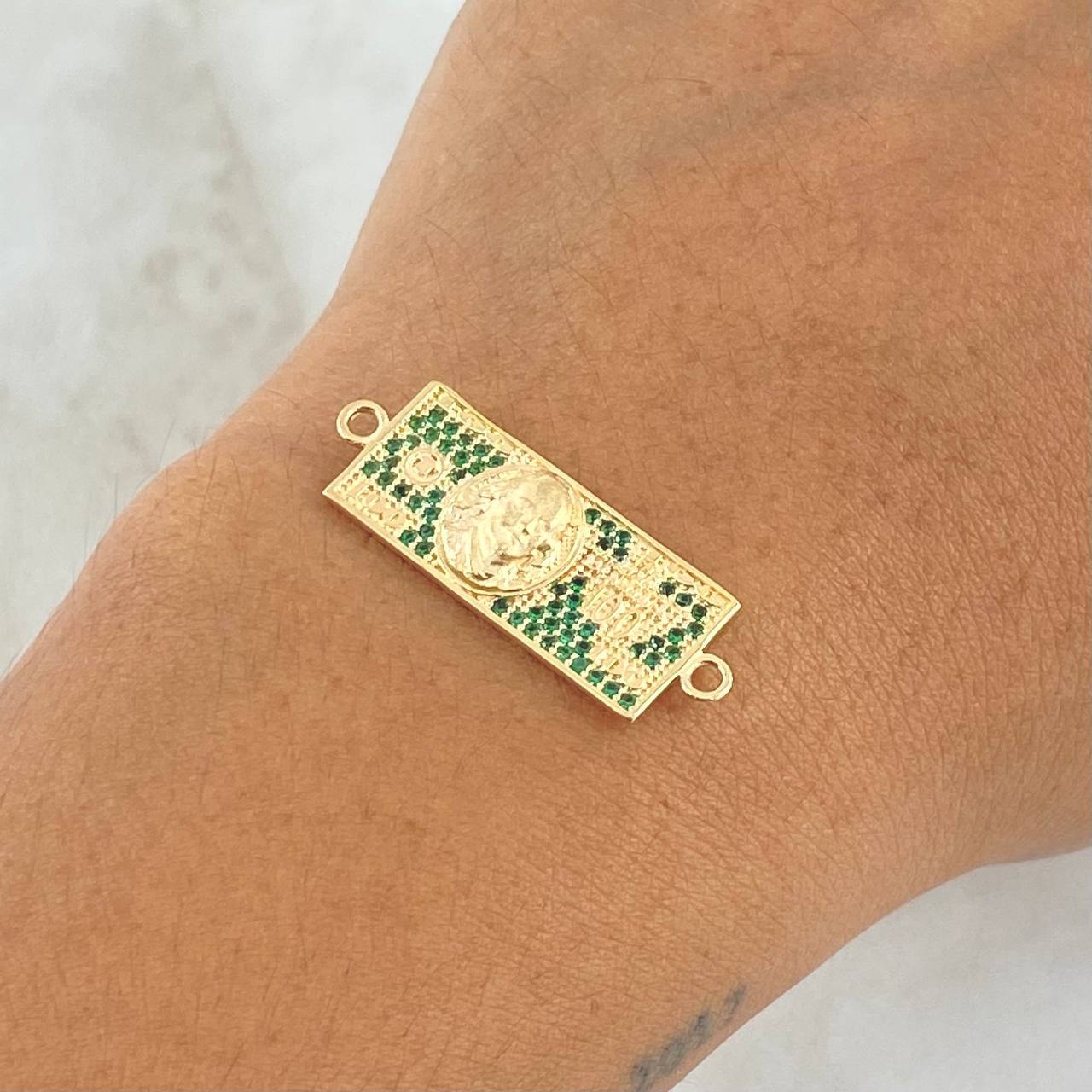 Herraje Dólar 2.9gr / 1cm / Circones Verdes Oro Amarillo 18K ©