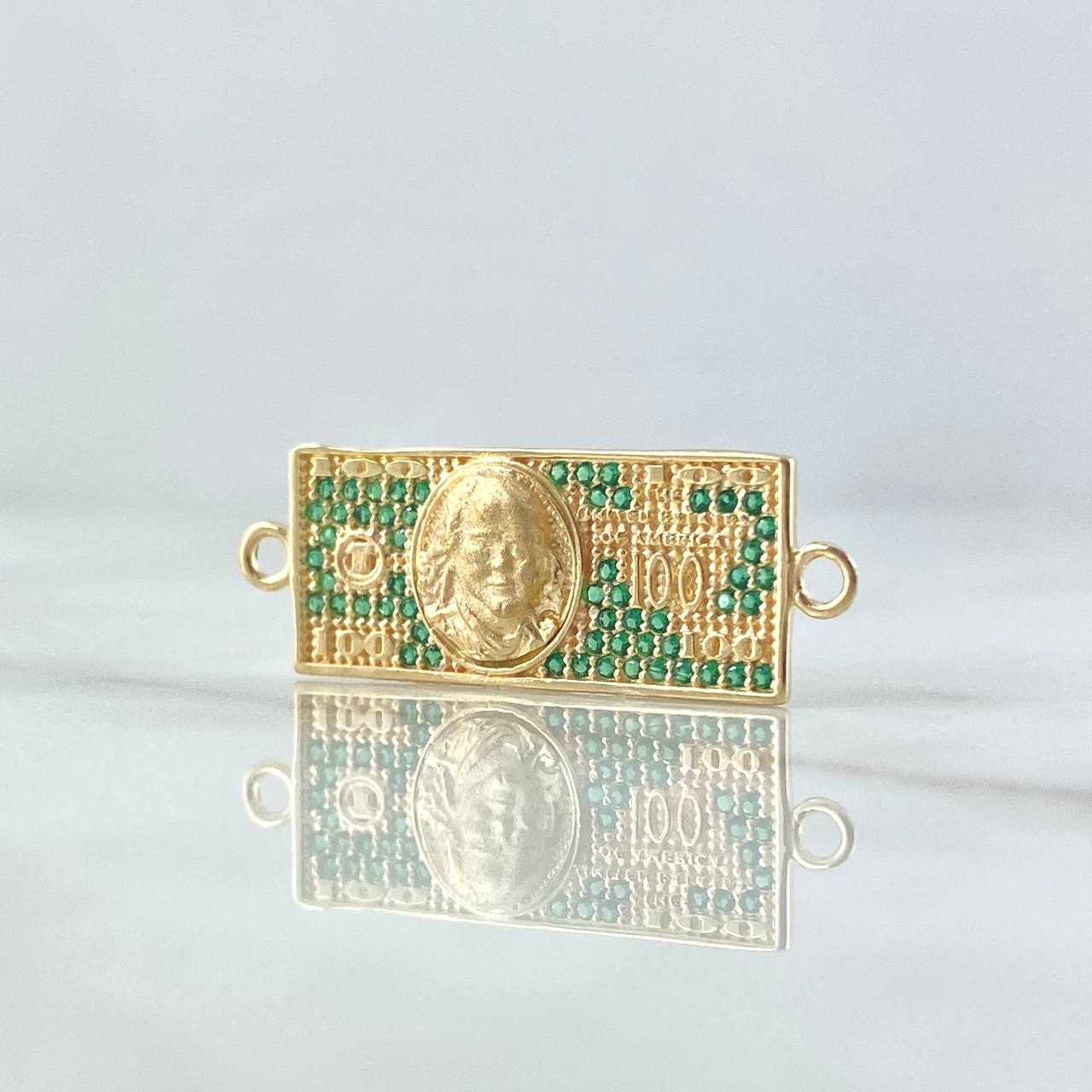Herraje Dólar 2.9gr / 1cm / Circones Verdes Oro Amarillo 18K ©