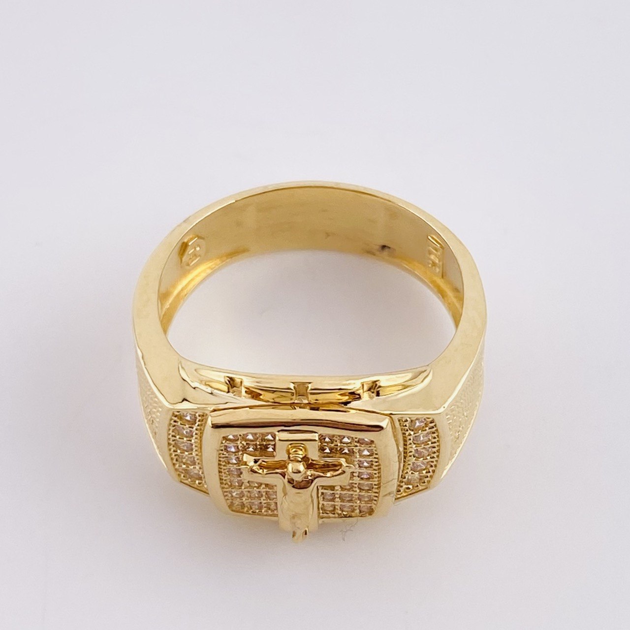 Anillo Cristo 7.85g / T8 3/4 Oro Amarillo 18K