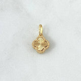 Dije Trébol VCyA 1.4gr / 1.8cm / 10mm Diamantado Punteado Oro Amarillo 18K