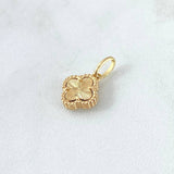 Dije Trébol VCyA 1.4gr / 1.8cm / 10mm Diamantado Punteado Oro Amarillo 18K