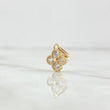 Dije Flor Trébol 1.15gr / 1.5cm / 9mm Circones Blancos Oro Amarillo 18K