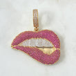 Pendant Lips 36.9gr / 5.6cm / Fuchsia - White Zircons 18K Yellow Gold