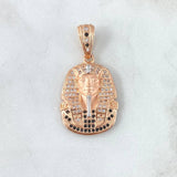 Pendant Pharaoh Tutankhamun Face 7.75gr / 3.6cm / White - Black Zircons 18K Rose Gold