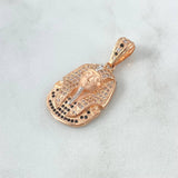 Pendant Pharaoh Tutankhamun Face 7.75gr / 3.6cm / White - Black Zircons 18K Rose Gold