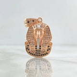 Pendant Pharaoh Tutankhamun Face 7.75gr / 3.6cm / White - Black Zircons 18K Rose Gold