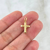 Dije Cruz Cristo 0.55gr / 2.2cm / Puntas Planas Lisa Oro Amarillo 18K
