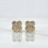 Topos Flor Borde Texturizado 1.25gr / 5mm Circones Blanco Oro Amarillo 18K