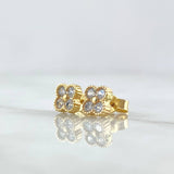 Topos Flor Borde Texturizado 1.25gr / 5mm Circones Blanco Oro Amarillo 18K