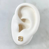 Topos Flor Borde Texturizado 1.25gr / 5mm Circones Blanco Oro Amarillo 18K