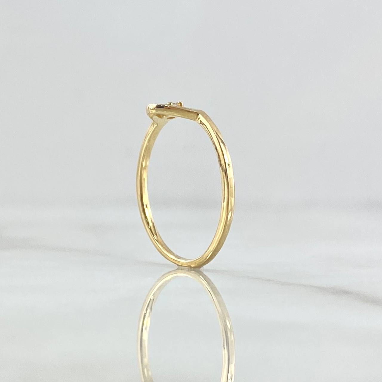 Half Curve Ring 1.3gr / T5 1/4 / White Zircon Yellow Gold 18K