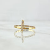 Cross Ring 1.3gr / Size 7 3/4 / White Zircons 18K Yellow Gold
