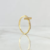 Cross Ring 1.3gr / Size 7 3/4 / White Zircons 18K Yellow Gold