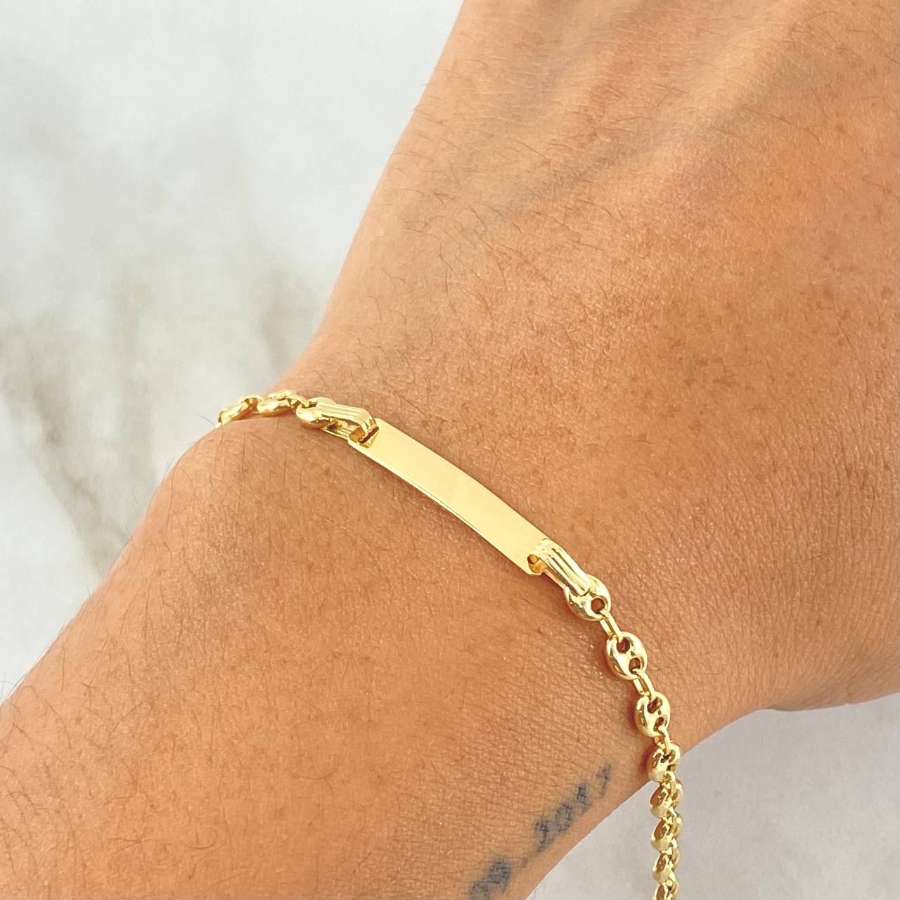 Baby Bracelet GC Rectangular Plate 1.75gr / 14cm / 18K Gold ©