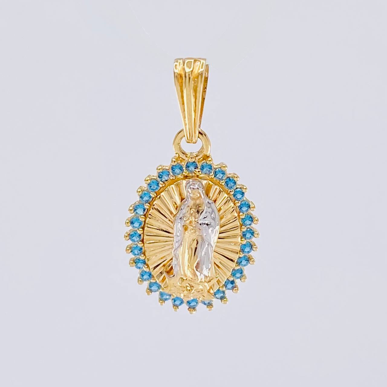 Pendant Virgin of Guadalupe 1.85g / 3/4 in Two-Tone Yellow White 18K Gold