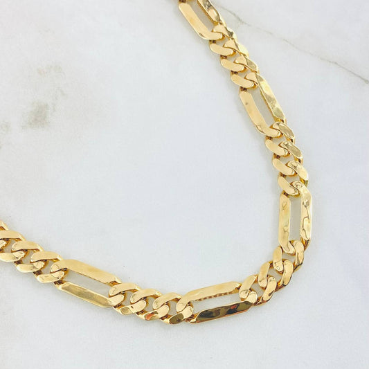 Figaro Chain Three Rings 32.05gr / 23 1/2 in / 8mm Yellow Gold Nac.Esp. 18K ©