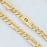 Figaro Chain Three Rings 32.05gr / 23 1/2 in / 8mm Yellow Gold Nac.Esp. 18K ©
