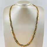 Figaro Chain Three Rings 32.05gr / 23 1/2 in / 8mm Yellow Gold Nac.Esp. 18K ©