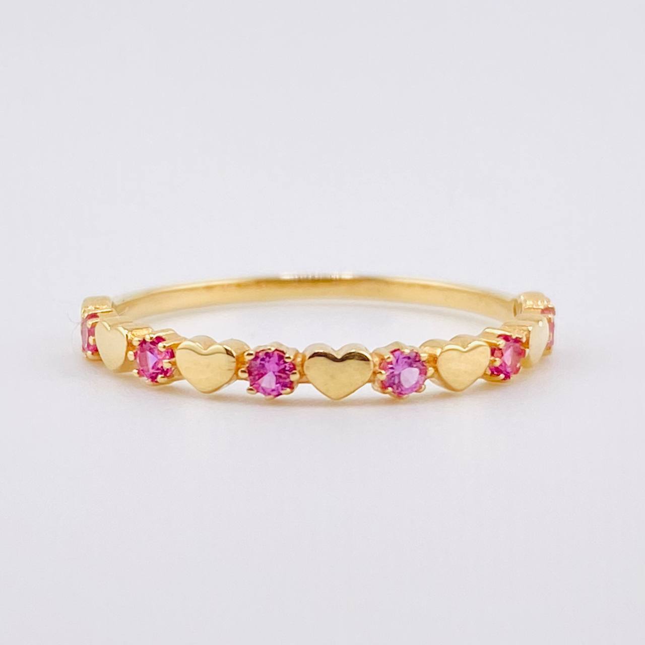 Anillo Corazones Intercalados 1.2gr / T6 3/4 / Oro Amarillo 18K ©
